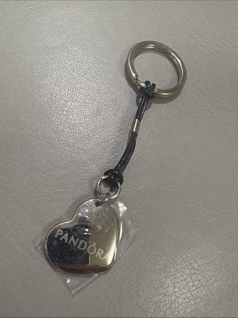 Engraved Pandora Silver Tone Heart Charm Key Chain or Purse Dangle